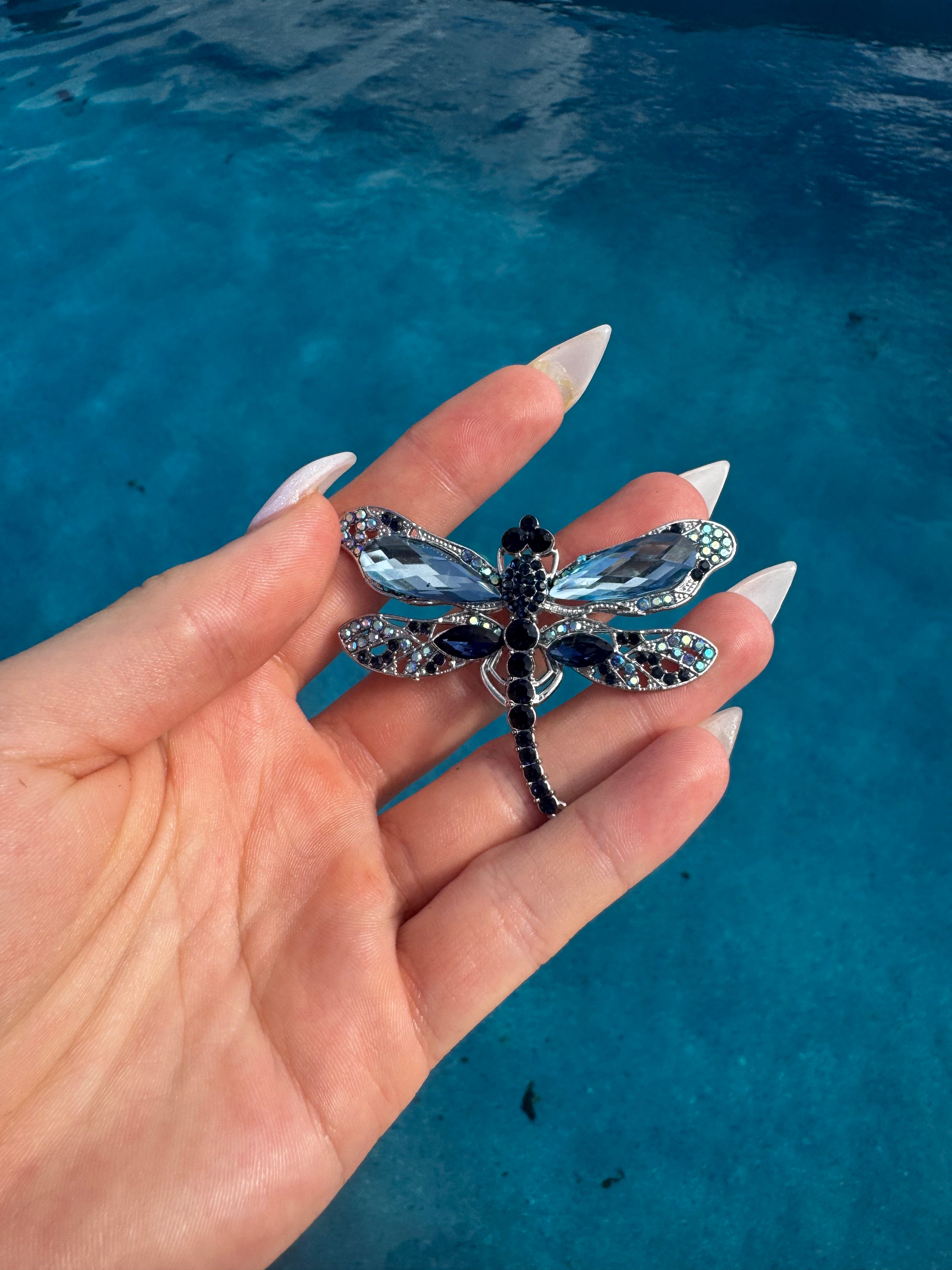 Celtic fantasy sparkling dragonfly enameled Broach