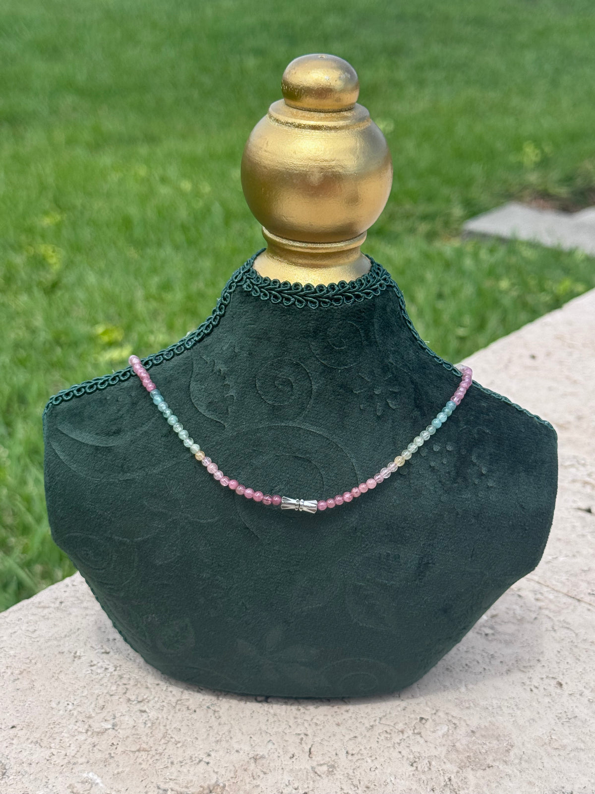 Watermelon Tourmaline droplet Necklace