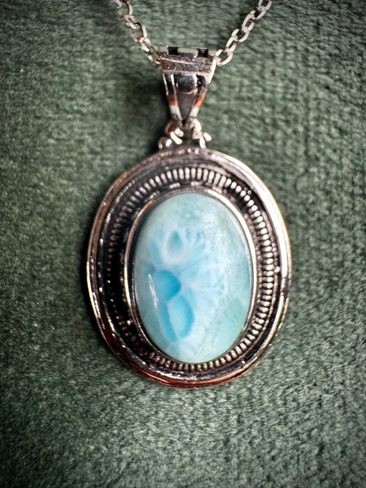 Vintage Larimar Oval Pendant