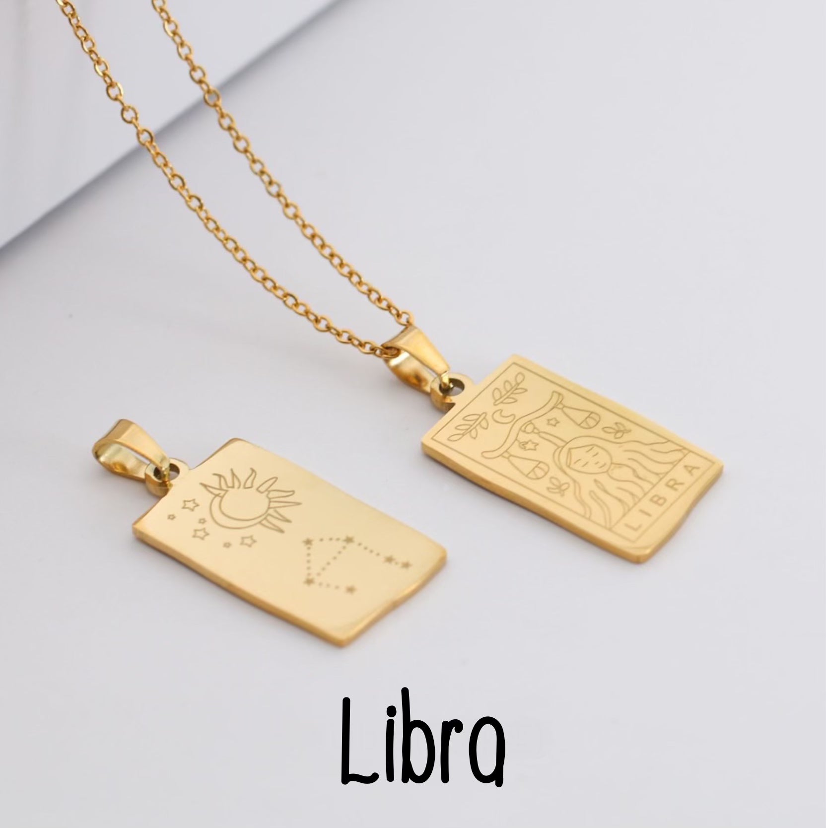 gold plated titanium steel necklace with zodiac pendant