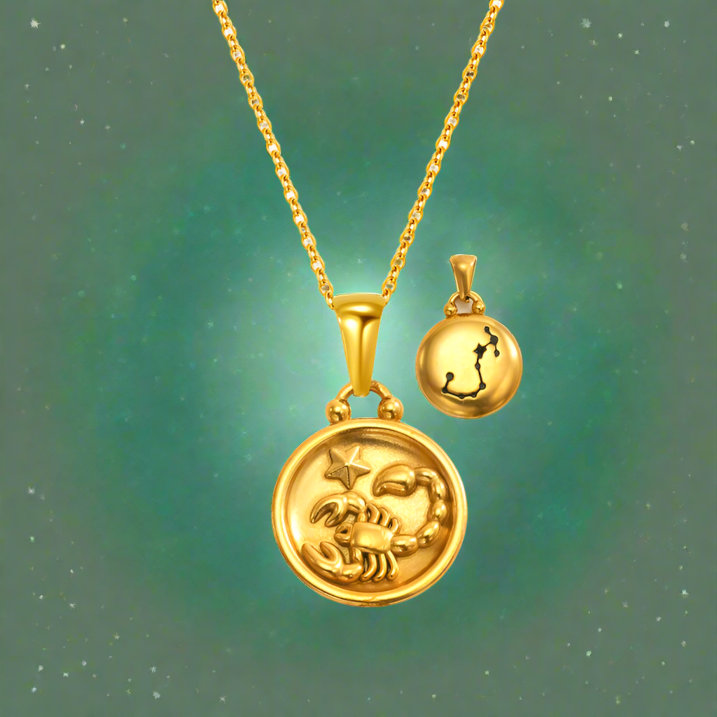 12 Gold Zodiac and Constellation Star sign Coin Necklace