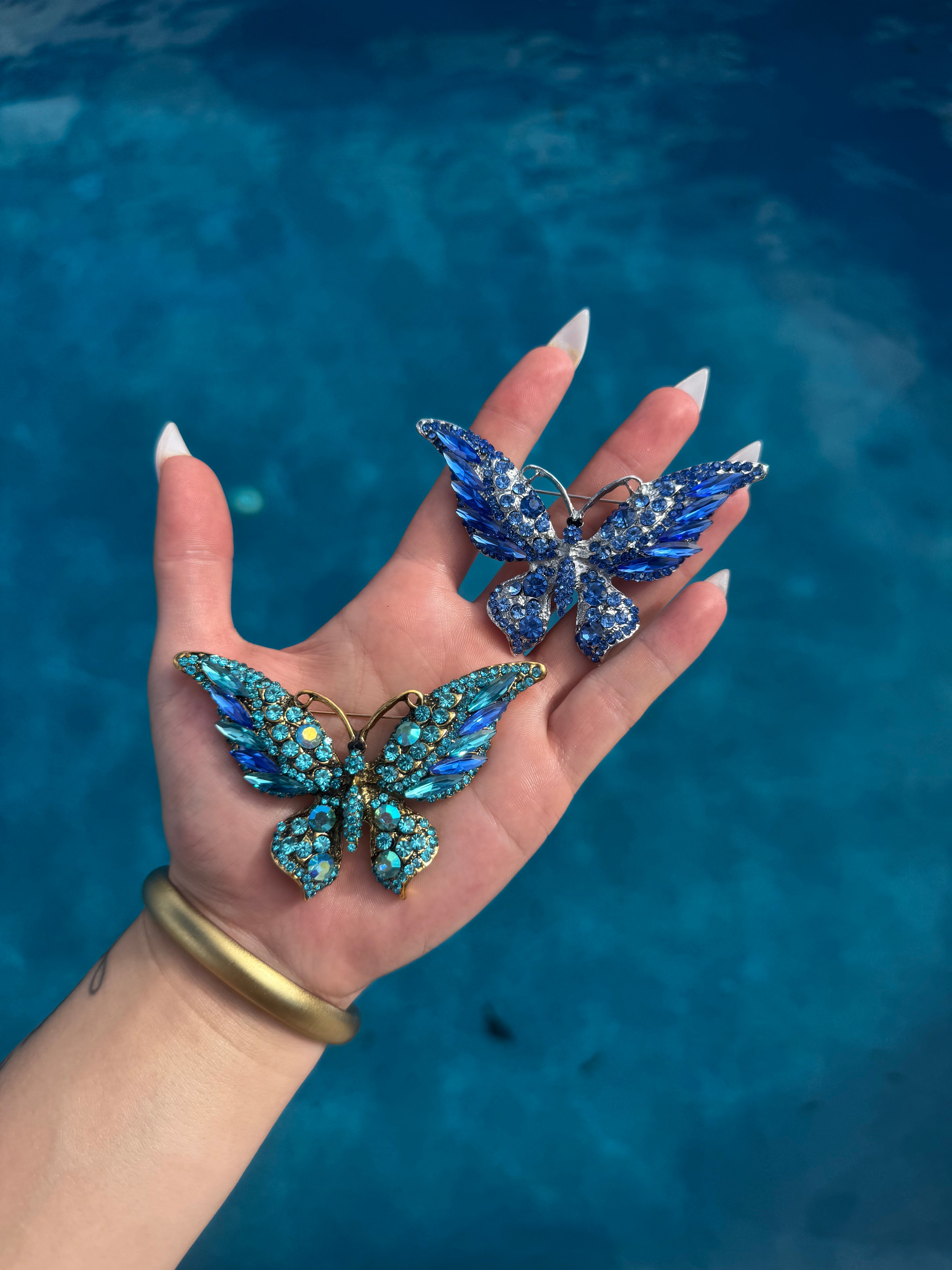 Celtic fantasy sparkling butterfly enameled Brooch