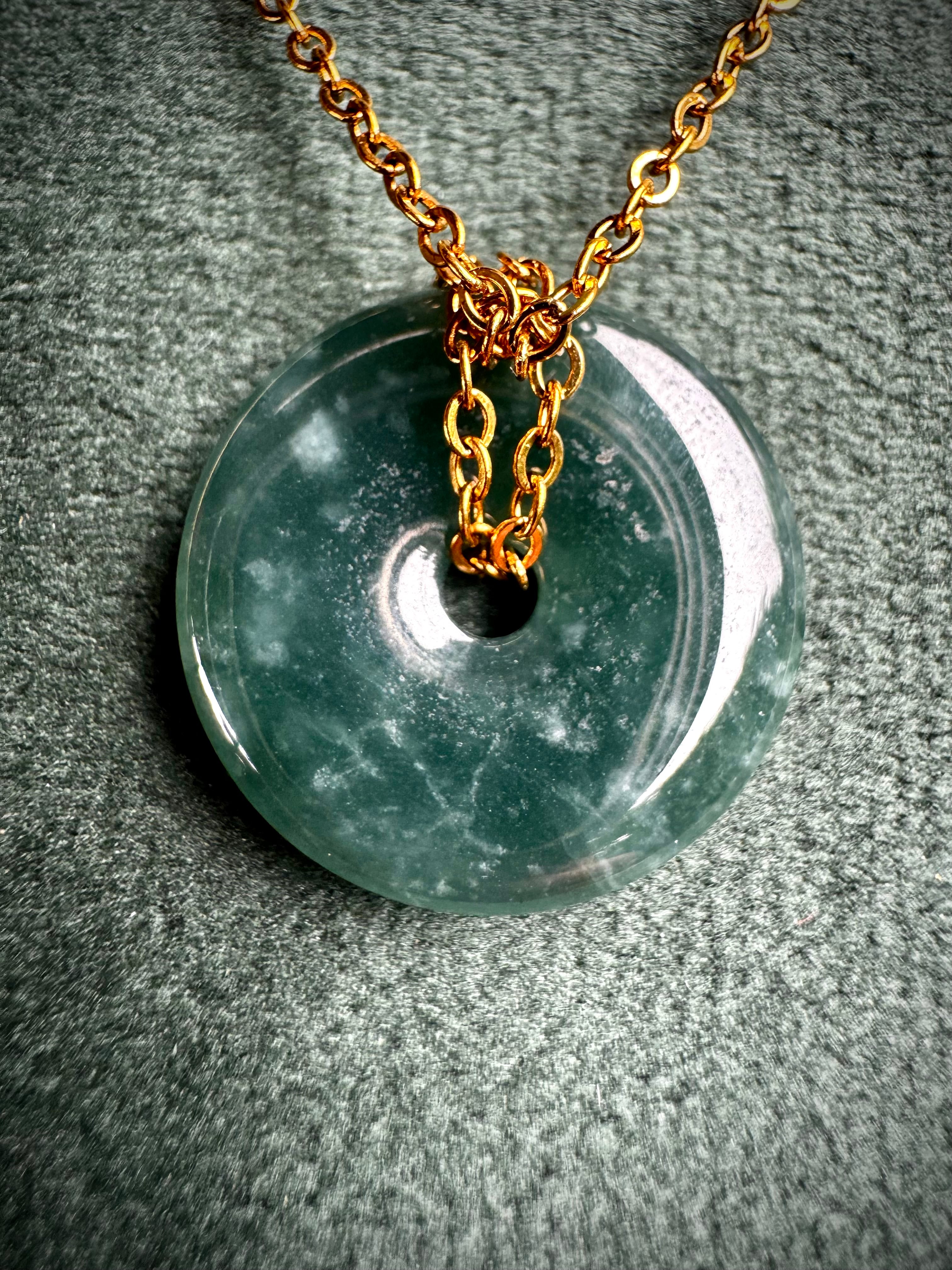 Blue Jade Doughnut Pendant