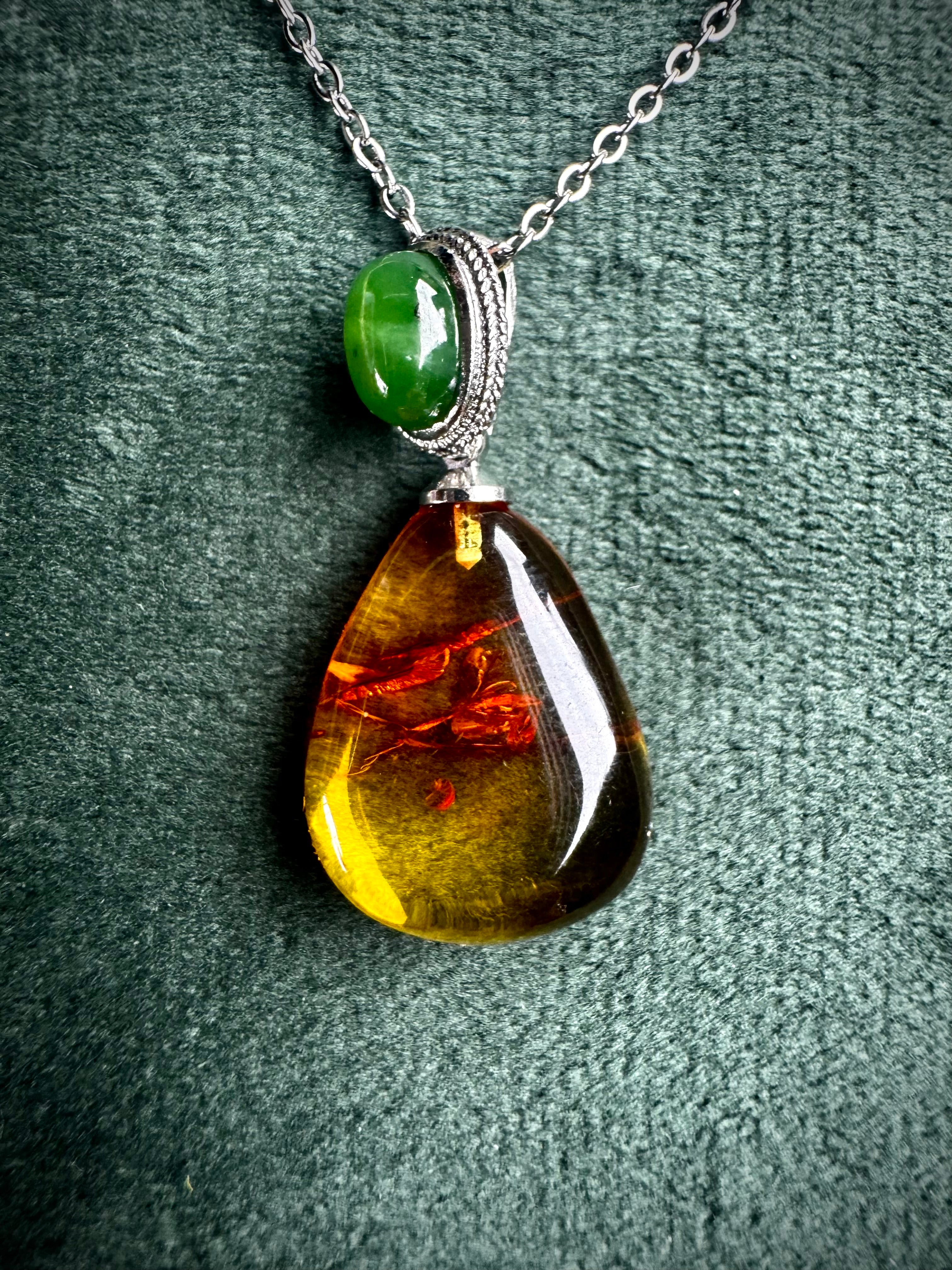 Amber & Jade Pendant