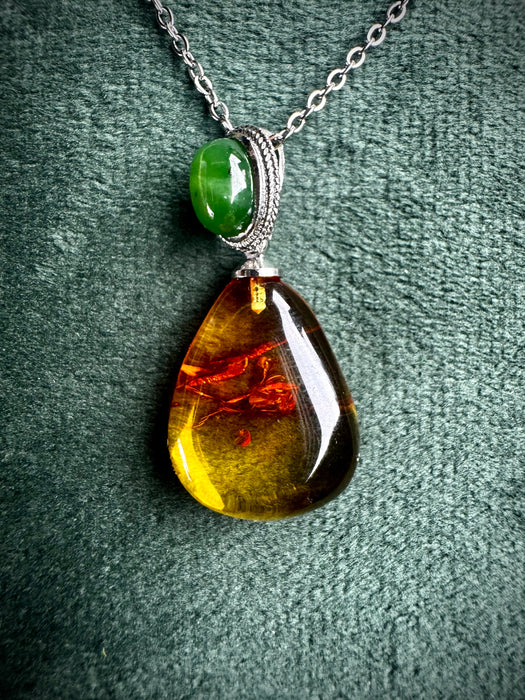 Amber & Jade Pendant
