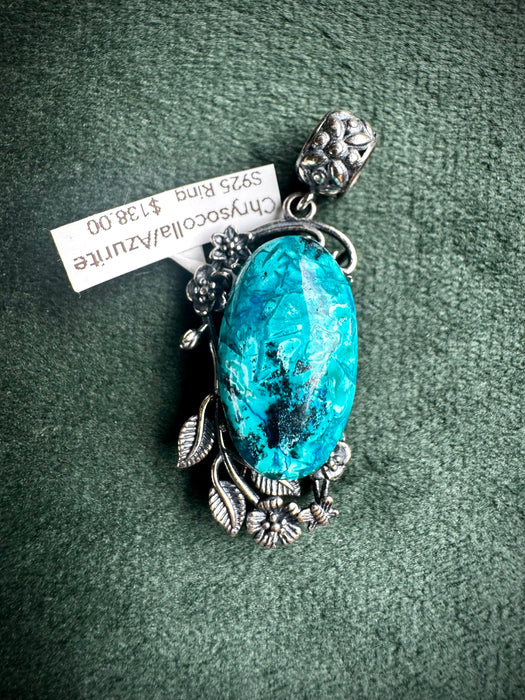 S925 Chrysocolla Floral Pendants