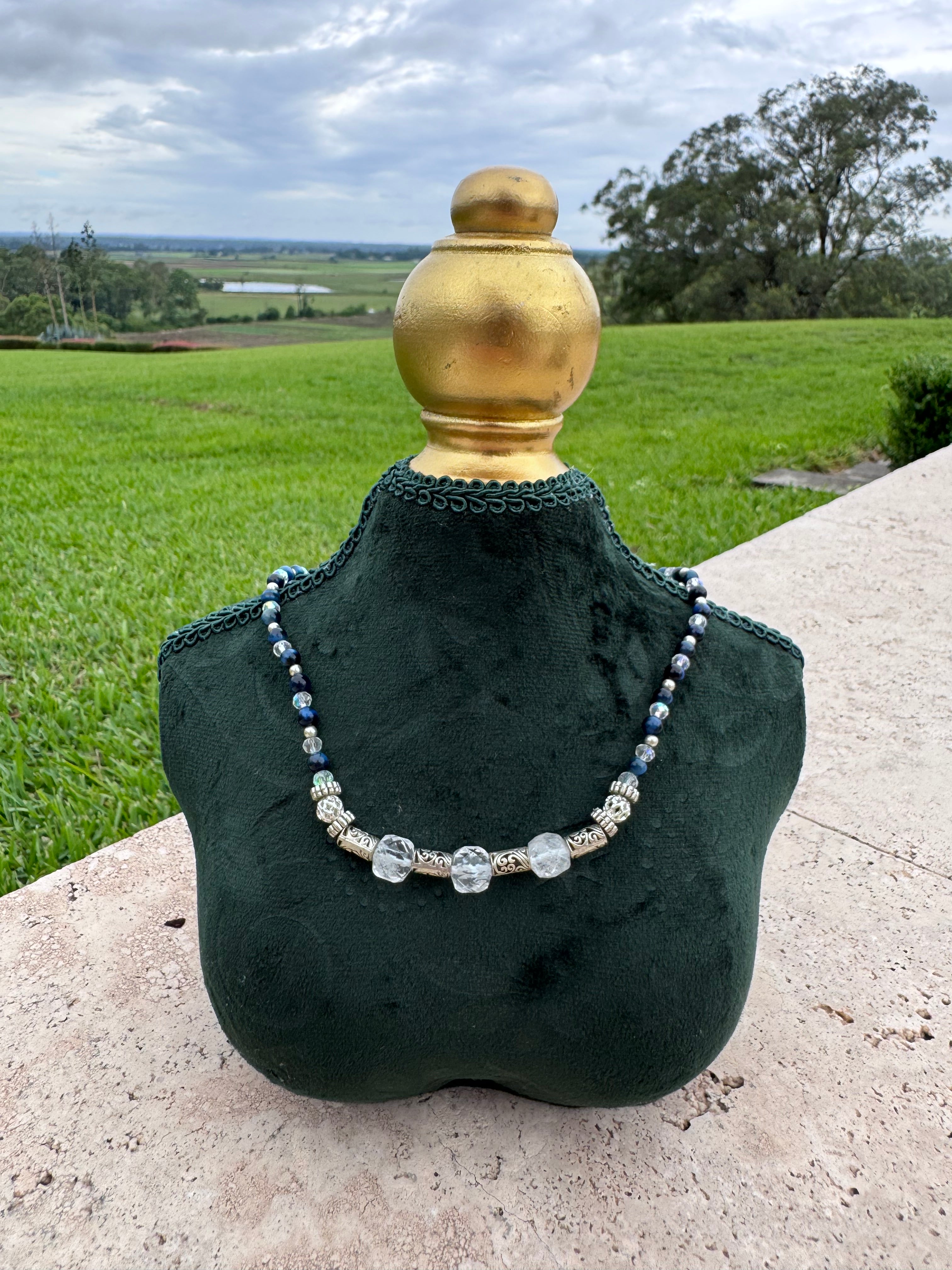 Clear Quartz and Blue Tigers Eye necklace