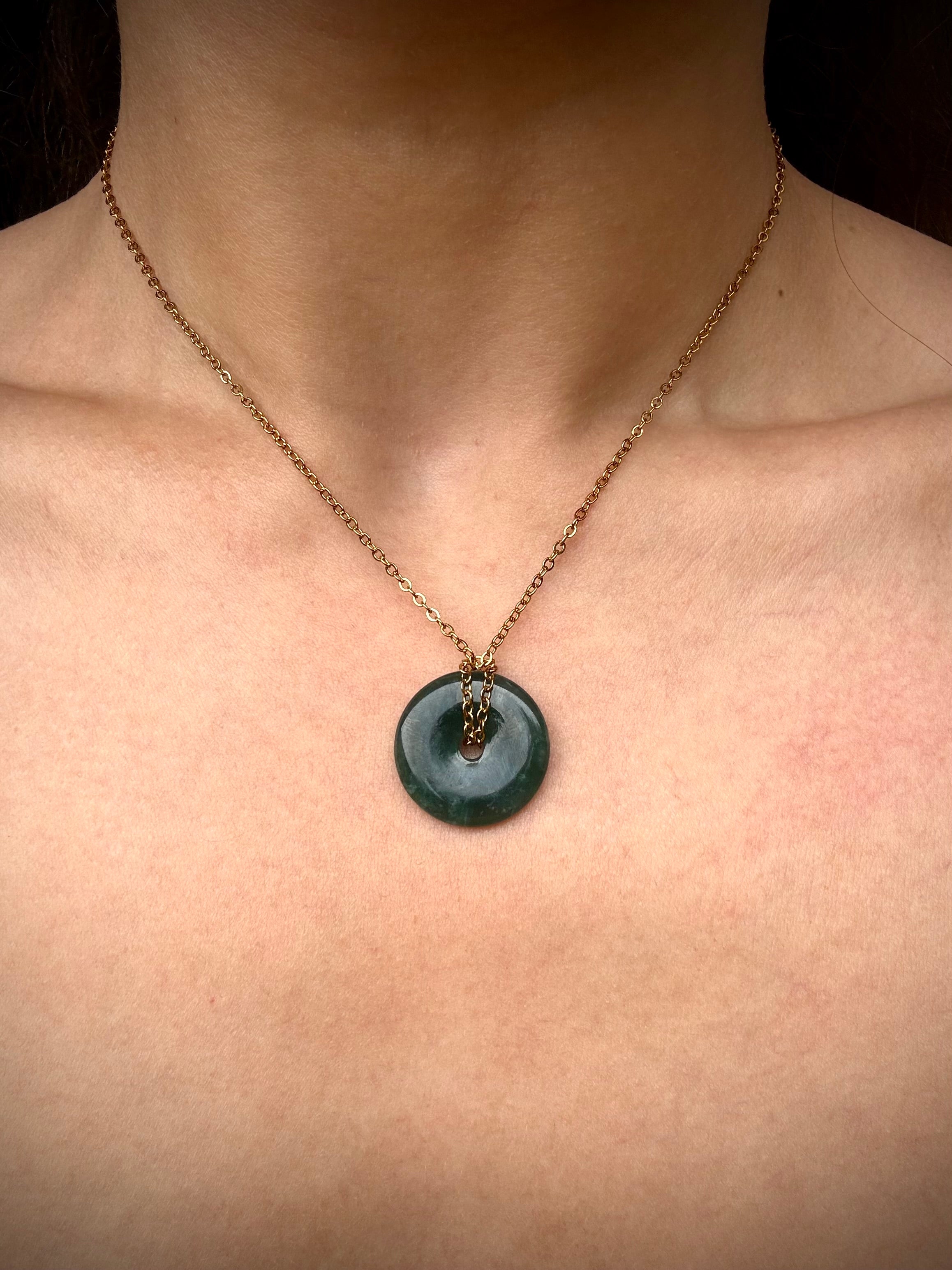 Blue Jade Doughnut Pendant