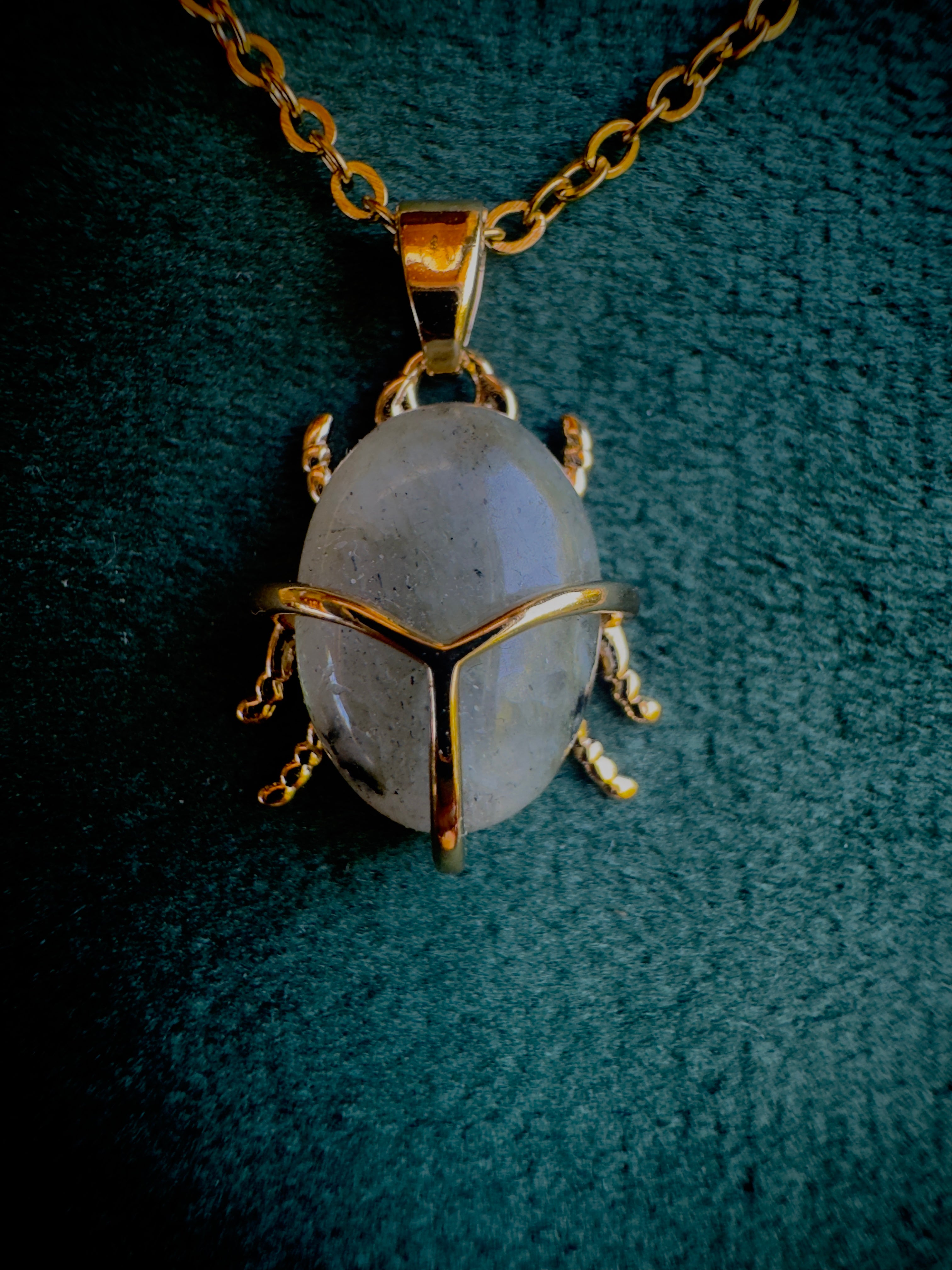 Labradorite Beetle Charm