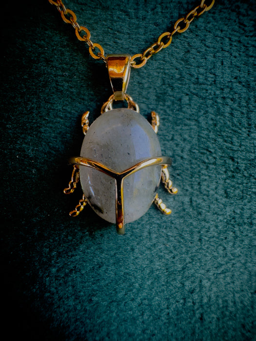 Labradorite Beetle Charm
