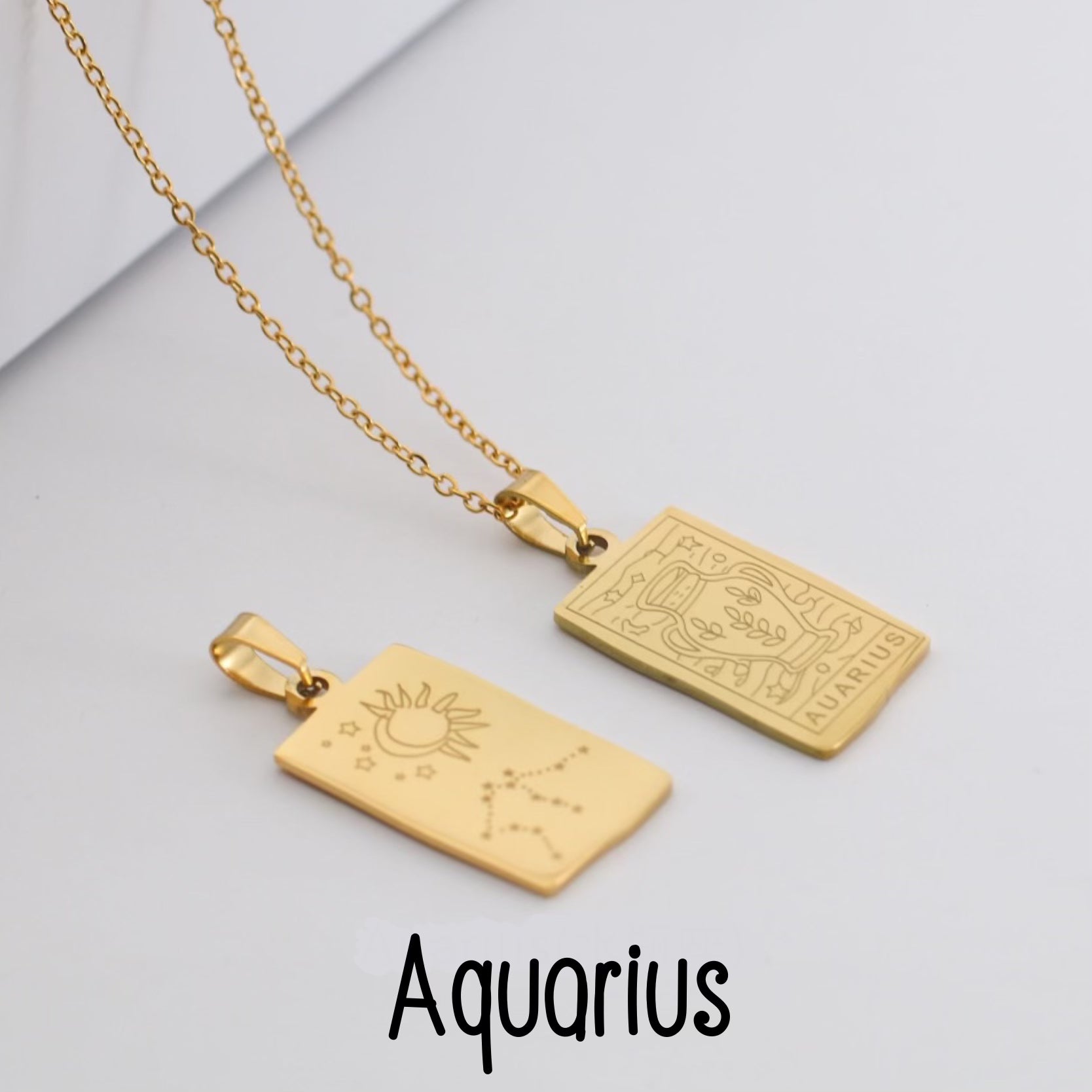 gold plated titanium steel necklace with zodiac pendant