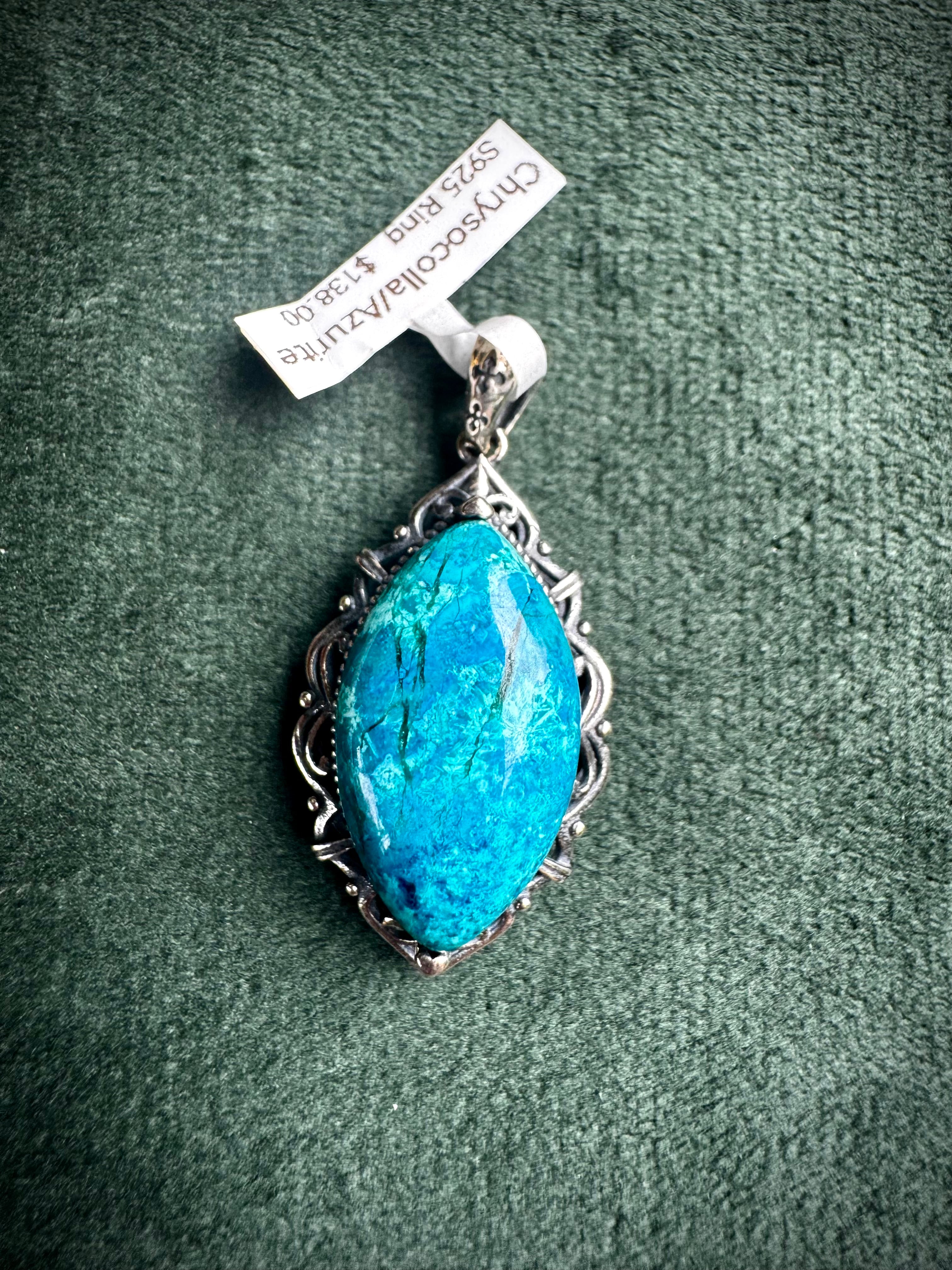 S925 Chrysocolla Floral Pendants