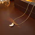 Load image into Gallery viewer, gold plated stainless steel necklace and shell moon pendant
