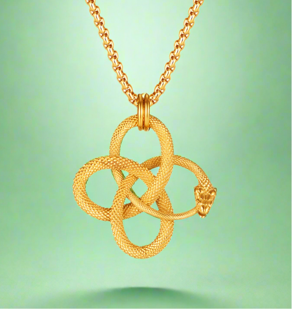 Celtic eternity knot circle snake Necklace