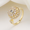 Load image into Gallery viewer, gold plated fidget ring with zirconia windmill design
