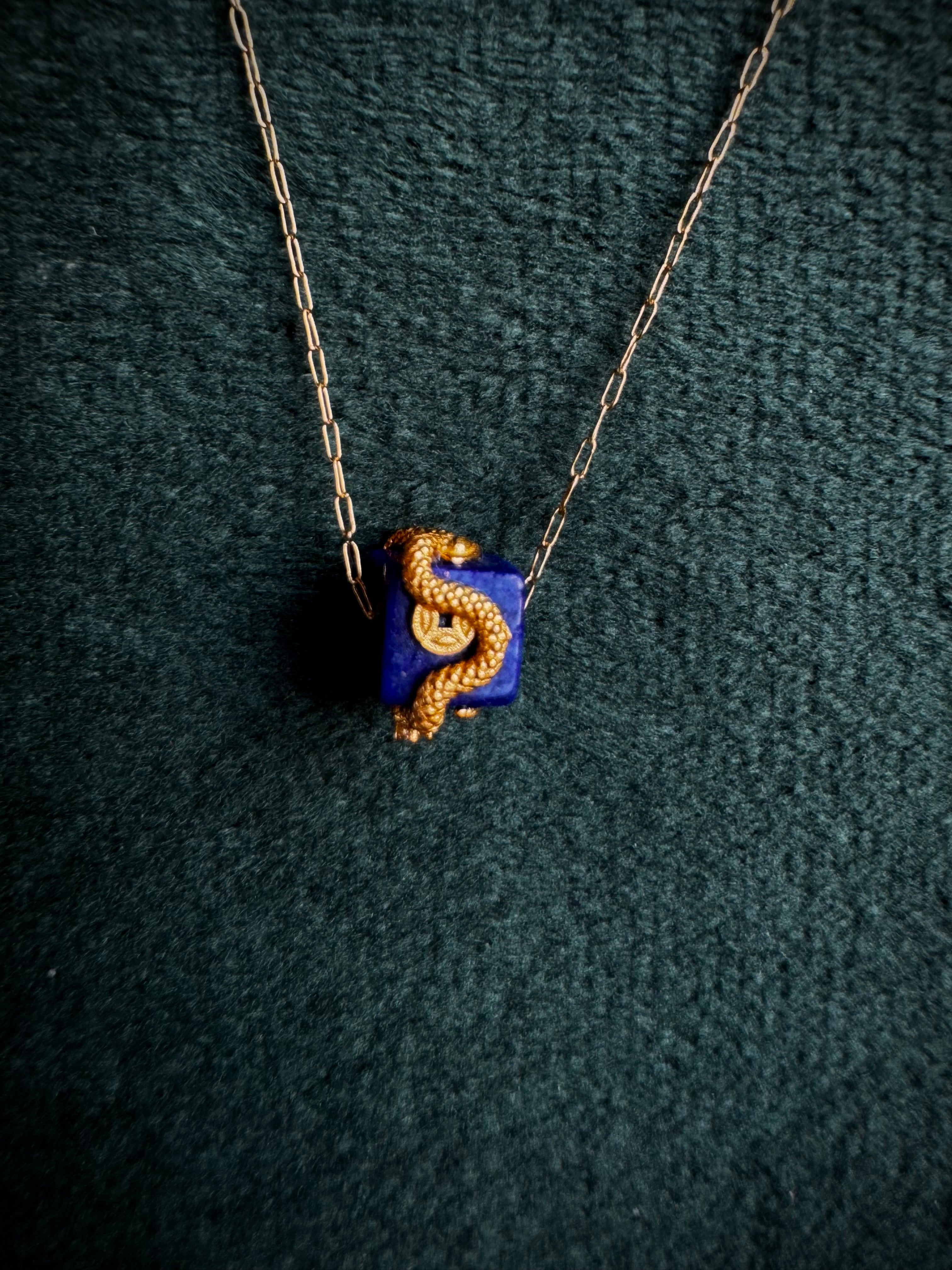 Gold Snake Wrapped Lapis Lazuli S925
