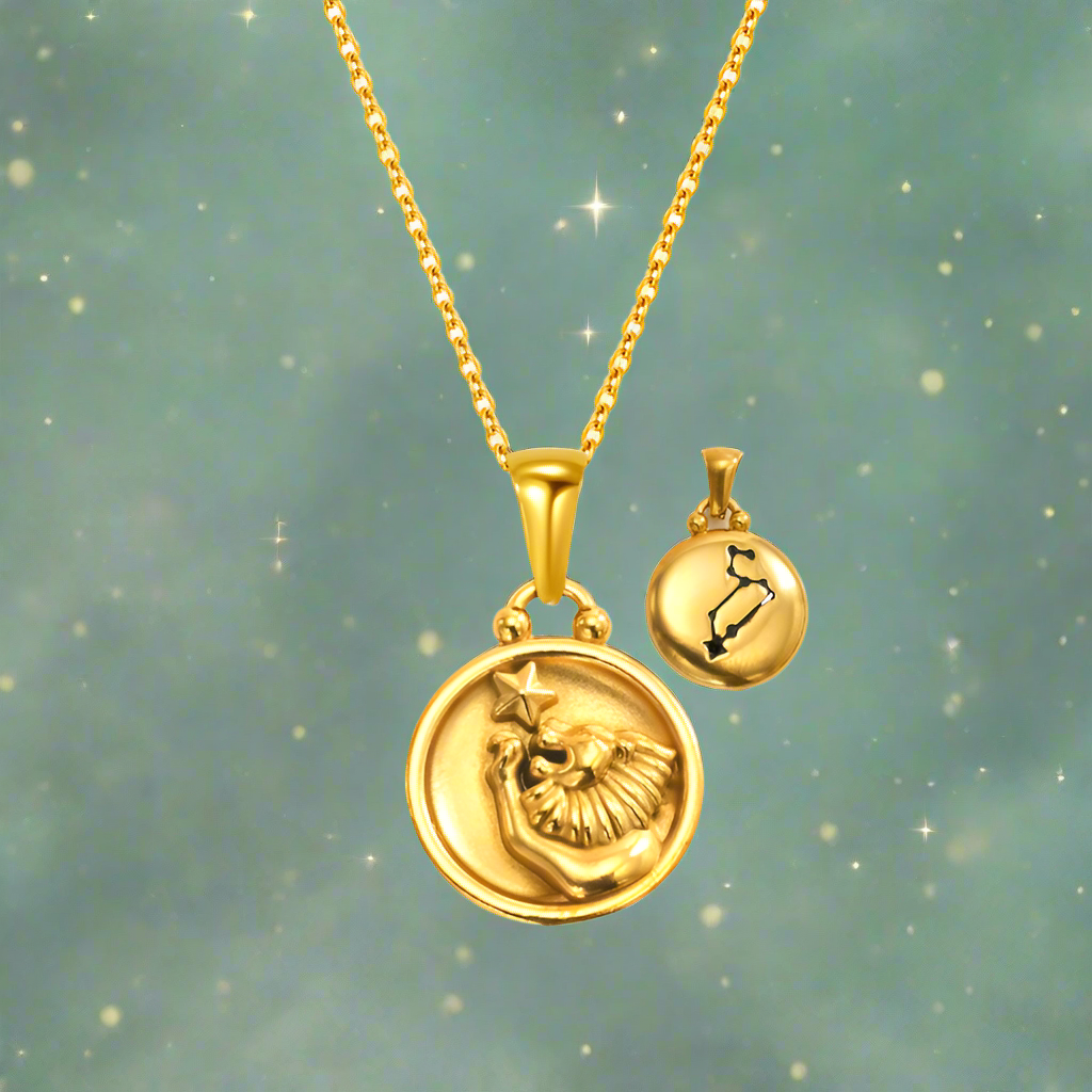 12 Gold Zodiac and Constellation Star sign Coin Necklace