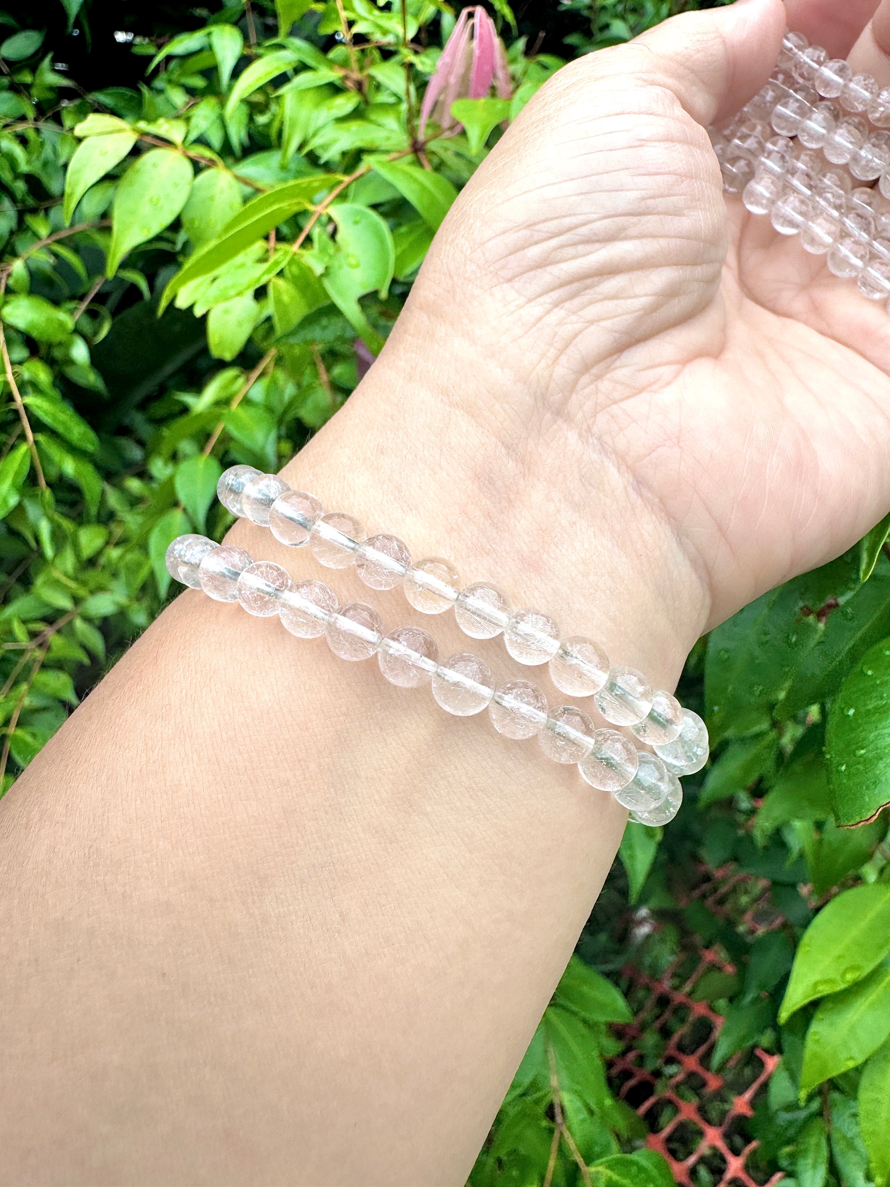 Natural Rutilated Clear Quartz Gemstone bracelet