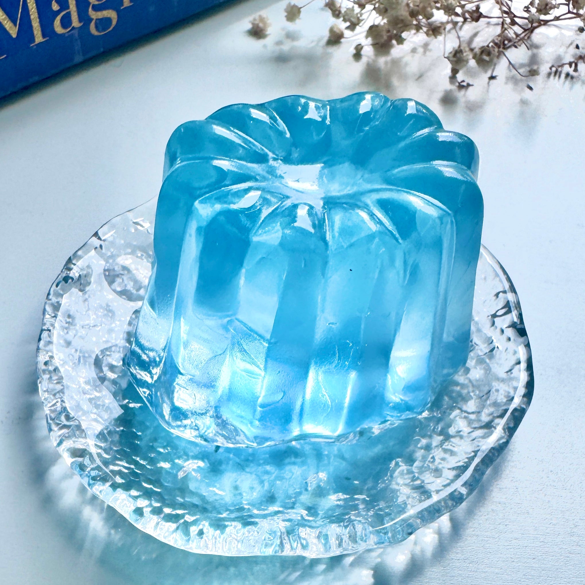 Squishy sticky toy blue jelly cake