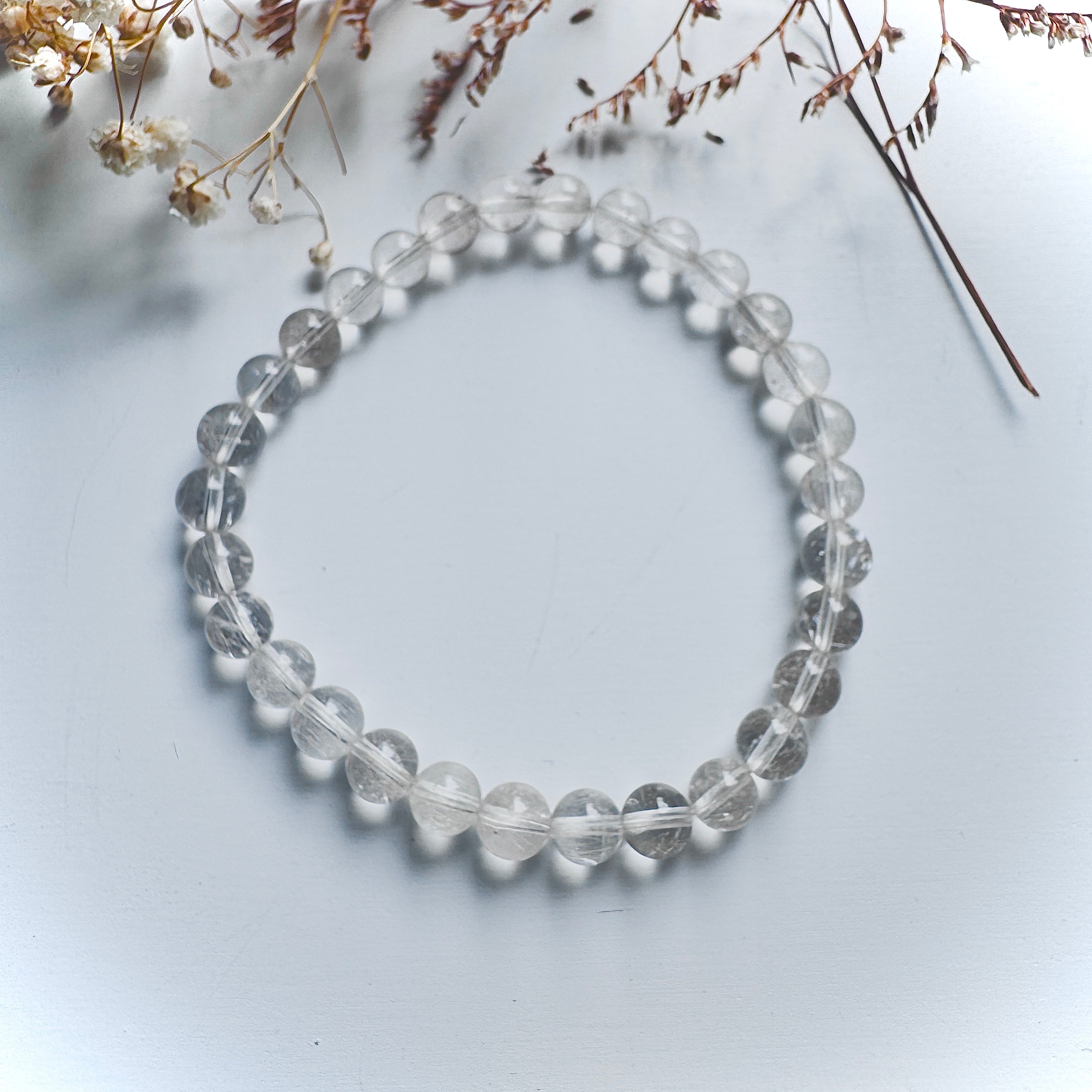 Natural Rutilated Clear Quartz Gemstone bracelet