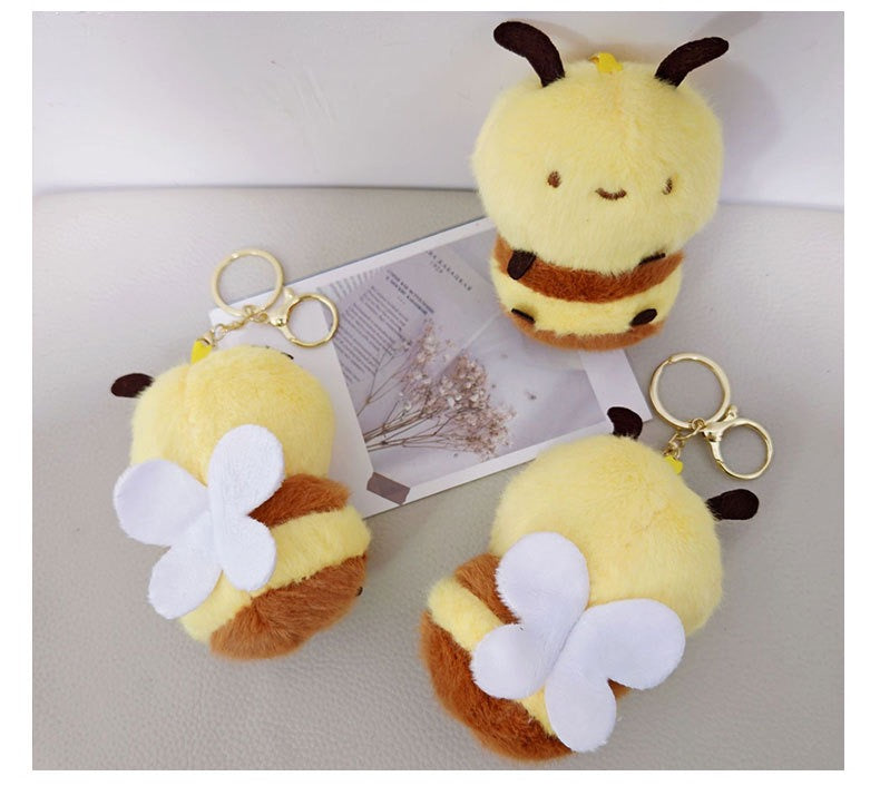 Bee Happy Cute Plush Keyring 🐝