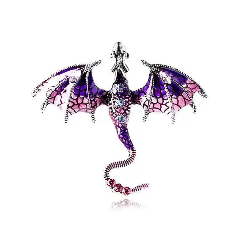 Celtic fantasy dragon enameled Broach