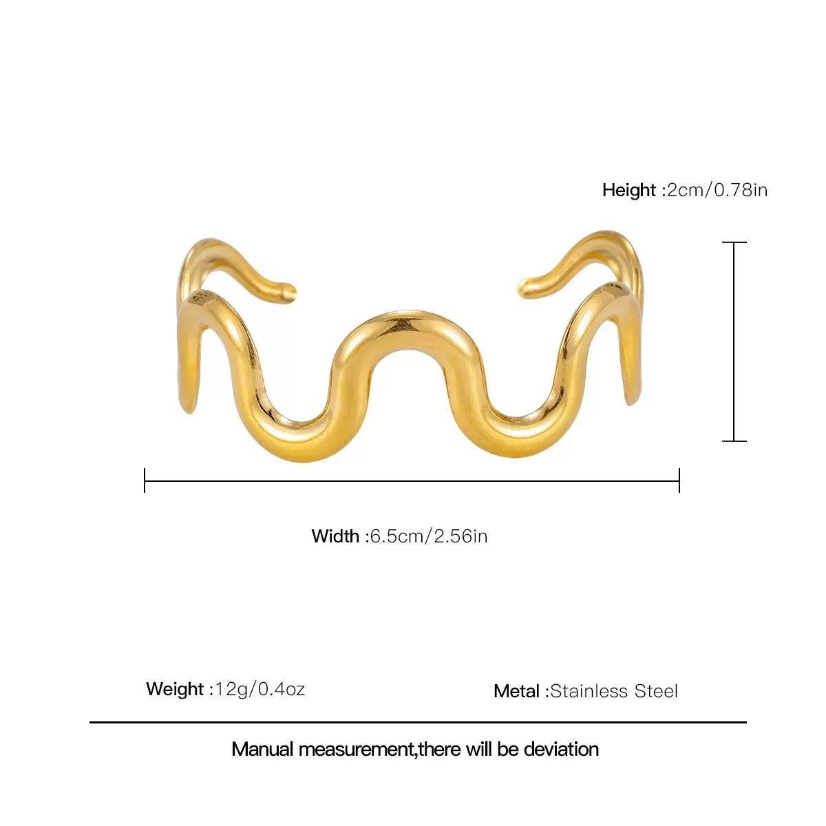 18K Gold Waves Bangle