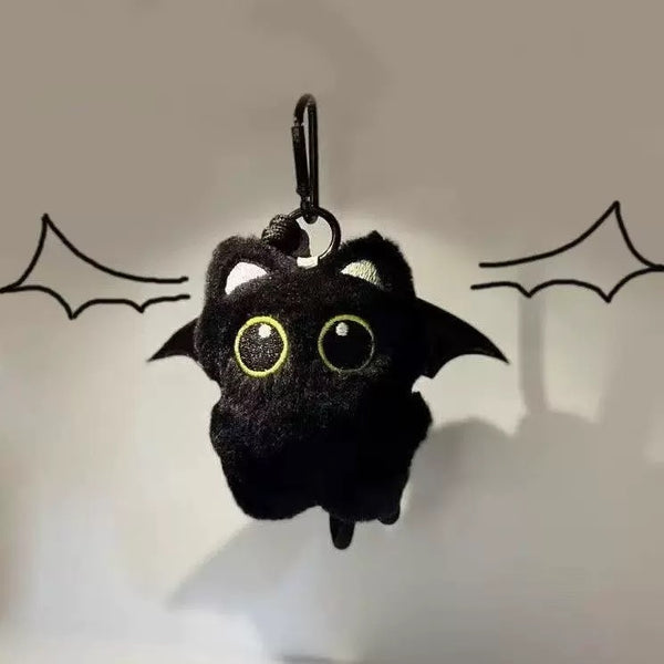🦇 Midnight Guardian – Bat Cat Plush Keychain
