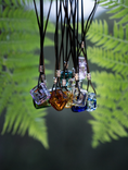 Load image into Gallery viewer, square oil bottle pendant with black string necklace
