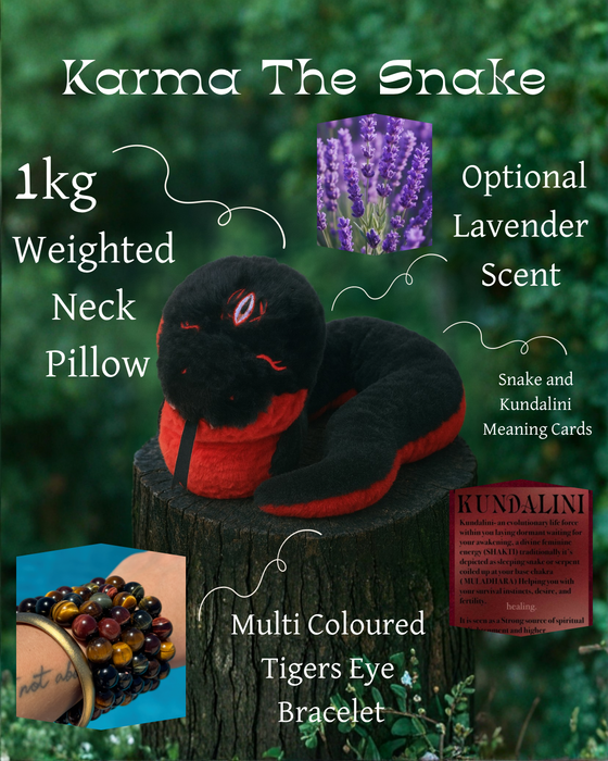 Kundalini Weighted Snake Plushie + Tiger Eyes Bracelet