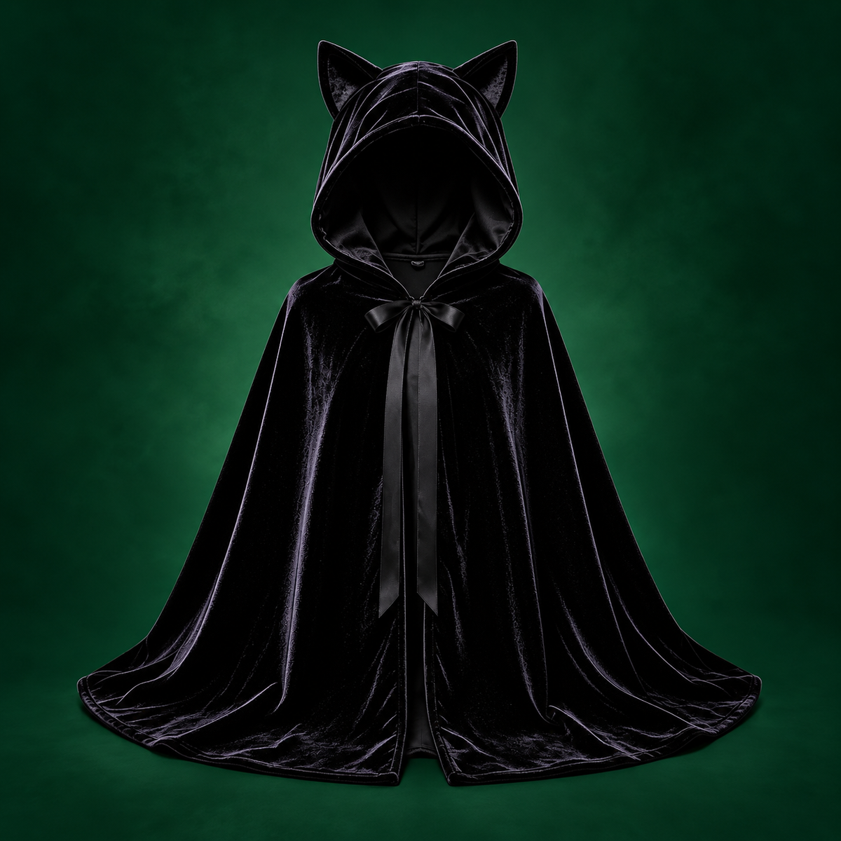 Midnight Cat Velvet Hooded Cape