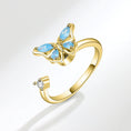 Load image into Gallery viewer, Silver Blue Butterfly Fidget Ring
