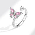 Load image into Gallery viewer, Silver Blue Butterfly Fidget Ring
