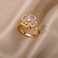 Load image into Gallery viewer, Gold Purple 4 Clover flower Fidget Ring
