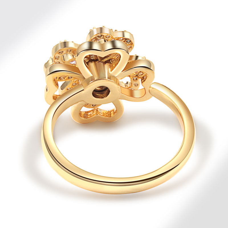 Gold Purple 4 Clover flower Fidget Ring