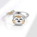 Load image into Gallery viewer, Happy Cat gold silver Fidget Ring
