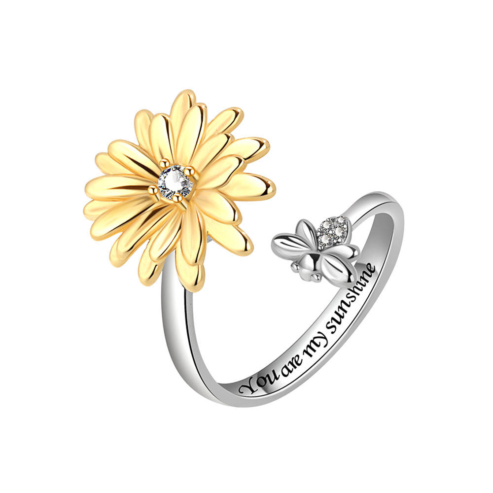 Gold Daisy Bee Fidget Ring