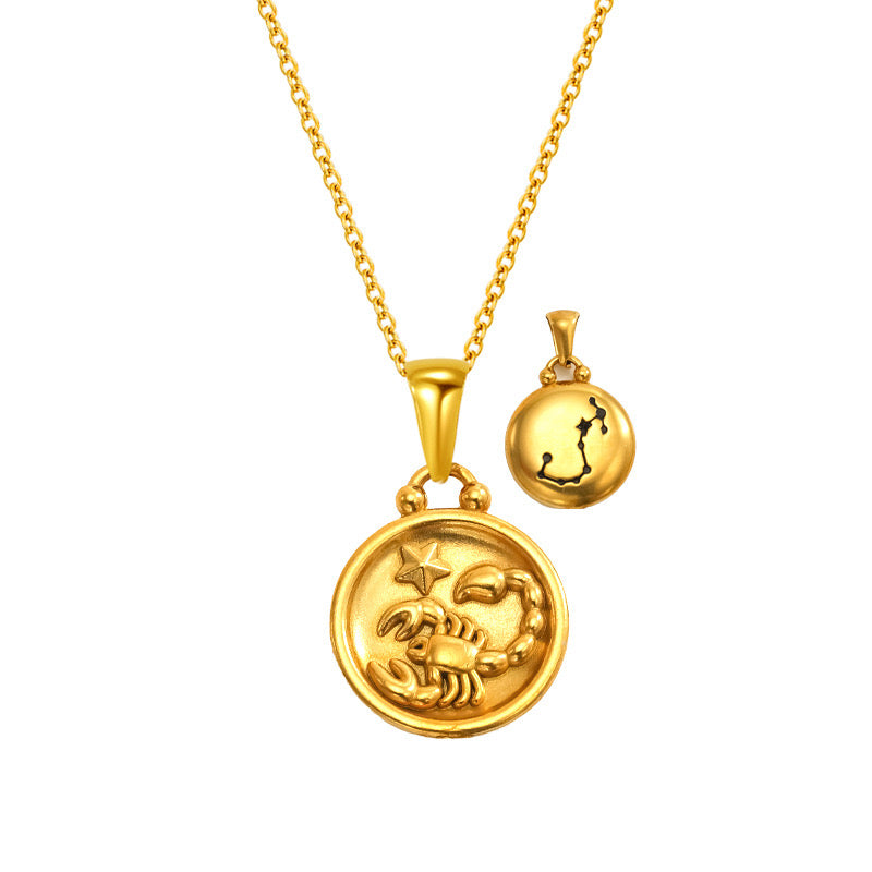 12 Gold Zodiac and Constellation Star sign Coin Necklace