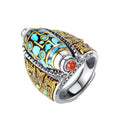 Load image into Gallery viewer, Tibetan Dzi Bead Style 9 Eyes Fidget Ring
