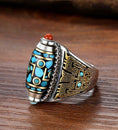 Load image into Gallery viewer, Tibetan Dzi Bead Style 9 Eyes Fidget Ring
