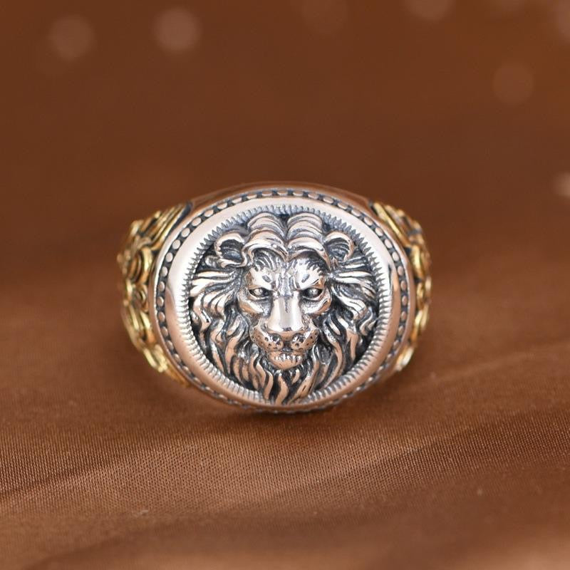 Rattan Domineering Lion Gold silver Ring