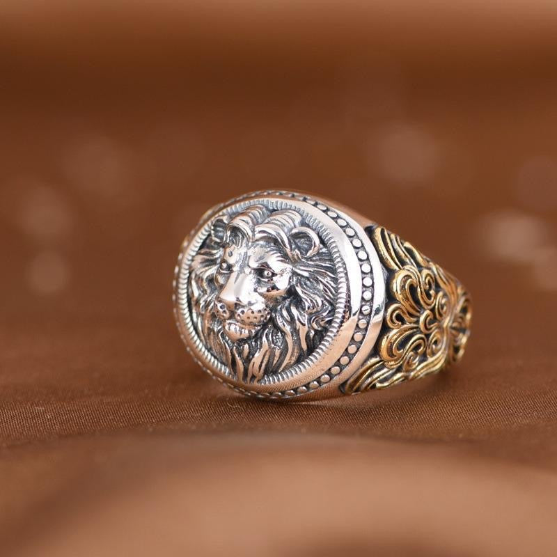 Rattan Domineering Lion Gold silver Ring