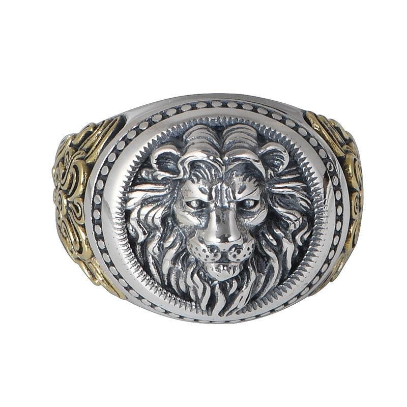 Rattan Domineering Lion Gold silver Ring