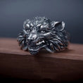 Load image into Gallery viewer, 3D Gothic Viking Wolf Head Silver Ring
