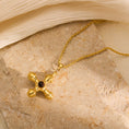 Load image into Gallery viewer, Gold Cross with natural Gemstone Tiger Eyes Necklace
