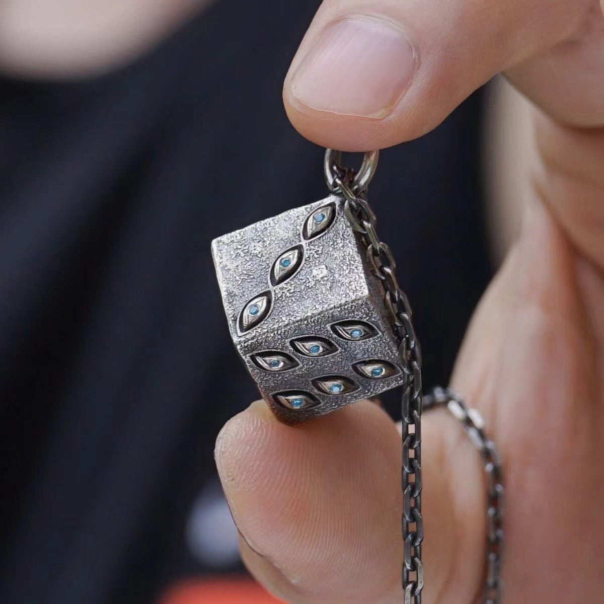 Evil Eyes Dice Jujutsu Kaisen Silver Necklace