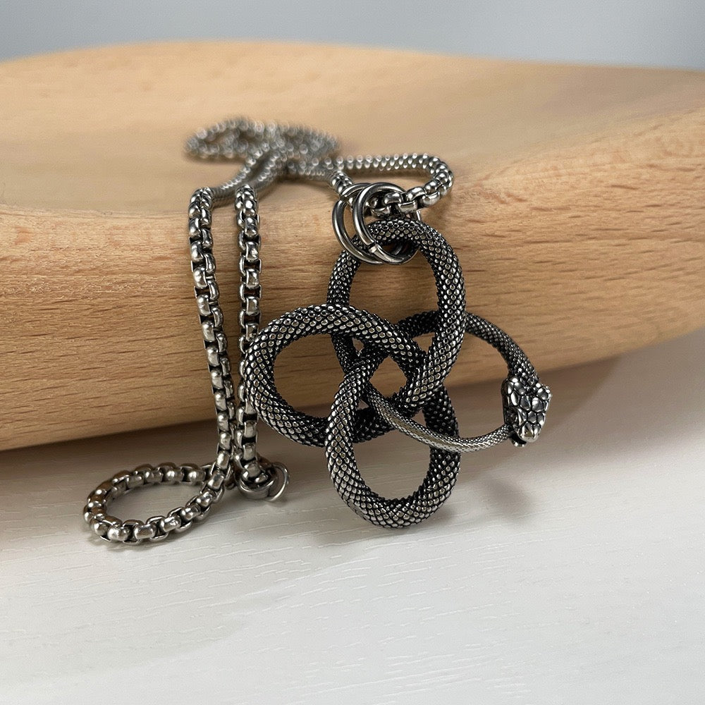 Celtic eternity knot circle snake Necklace