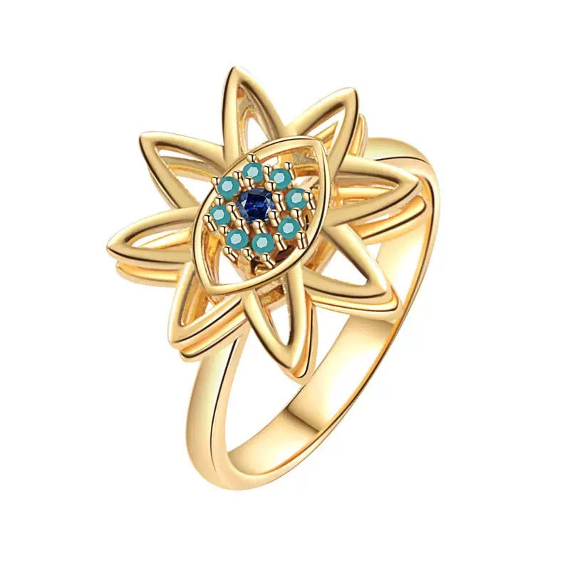 Gold and Silver Evil Eye Star Fidget Ring