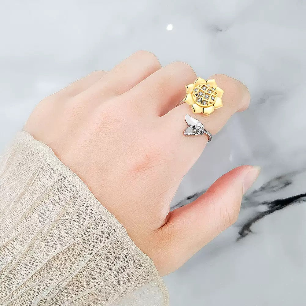 Gold Sunflower Fidget Ring