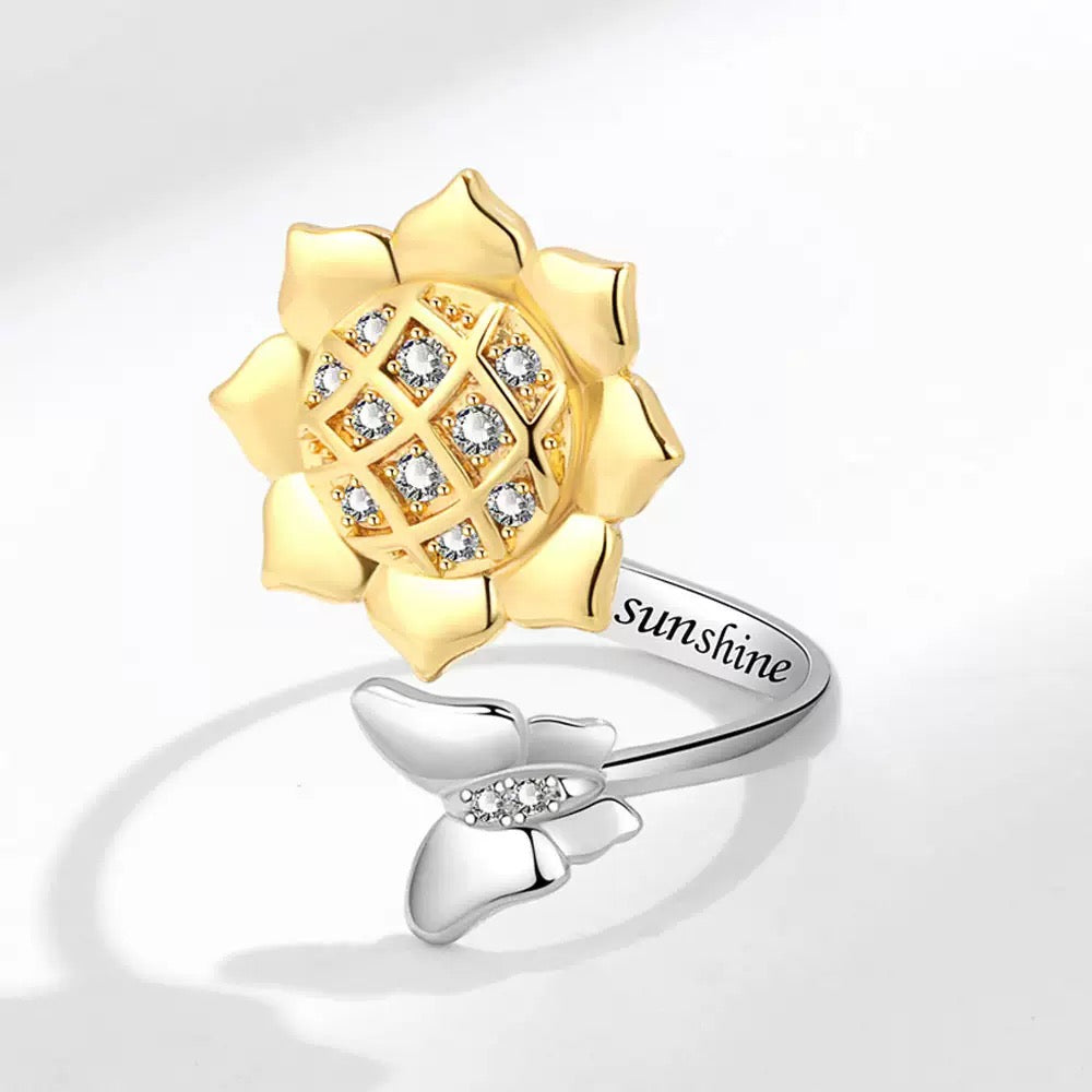 Gold Sunflower Fidget Ring